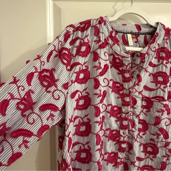 Pilcro-Anthropologie Whitney Trapeze Button Down Embroidered Shirt - Picture 7 of 12